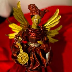 Metal wing hobby lobby black angel African-American tree topper new mauve lovely